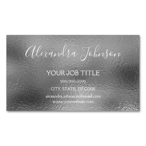 Silver Foil Business Professional Business Card Magnet