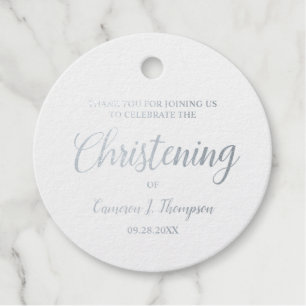 Silver Foil Christening Baby girl Thank you Favor Tags