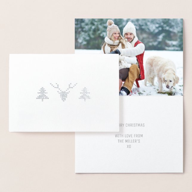 Silver Foil Christmas Card | Holiday Photo Card V3 (Display)