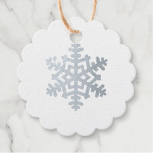 Silver Foil Christmas Snowflake Favor Tags