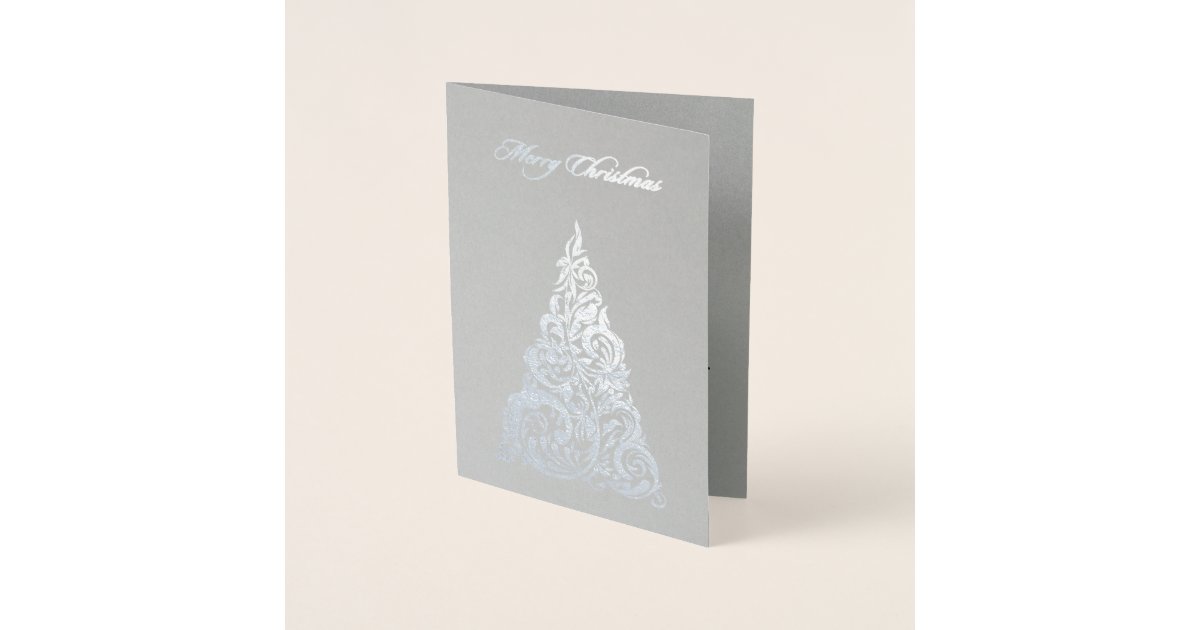 Silver Foil Christmas Tree Christmas Card | Zazzle