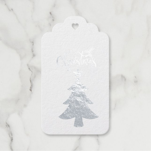 Silver Foil Christmas Tree Gift Tags (Front)