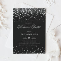 Silver Foil Confetti Black Holiday Party