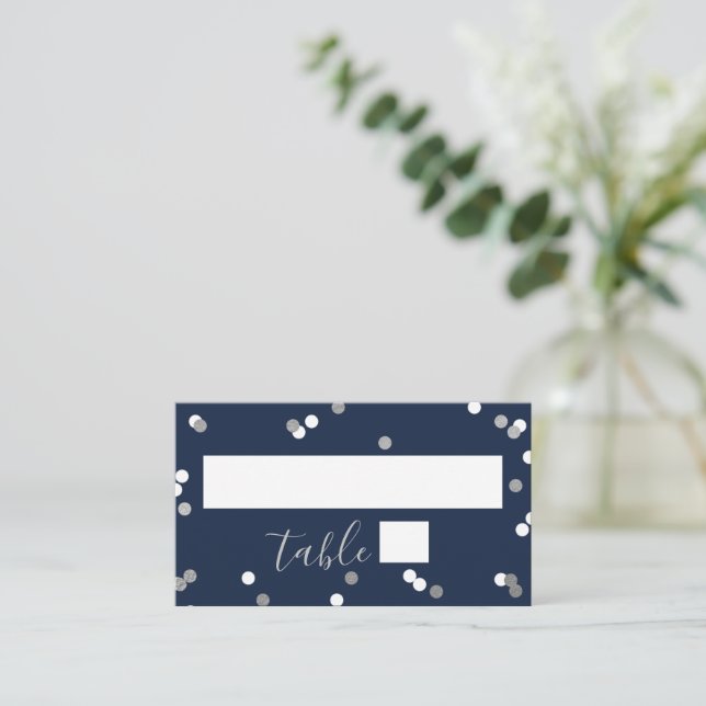 Silver Foil Confetti Bridal Shower Place Card (Standing Front)