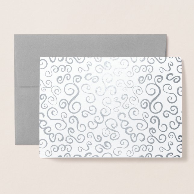 Silver Foil Curves on Grey Card (Front With Envelope)