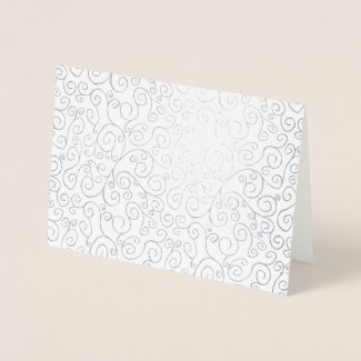 Silver Foil Curvy Pattern on White Foil Card