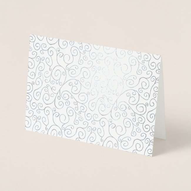 Silver Foil Curvy Pattern on White