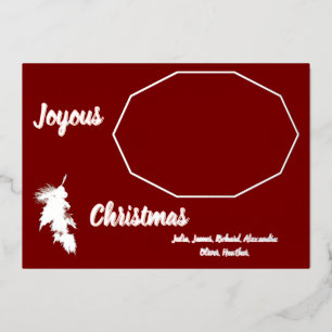 Silver Foil Dark Red Joyous Christmas Photo Invitation