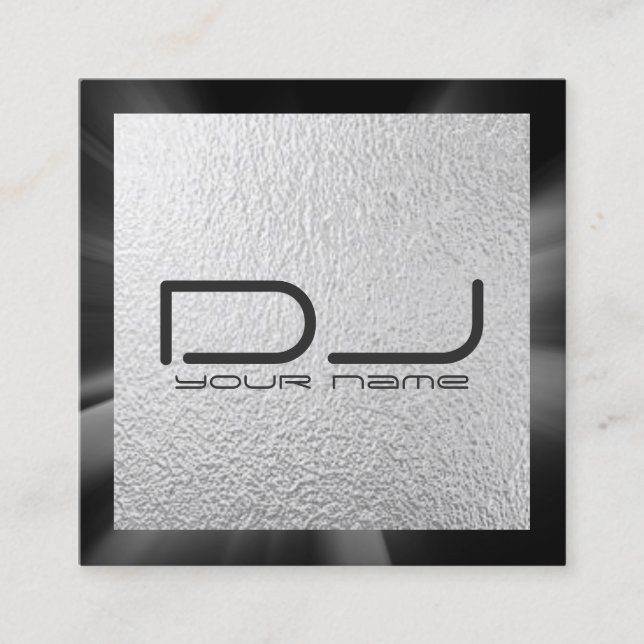 Silver Foil DJ Square Business Card (Front)