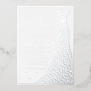 Silver Foil Dress & Border Bridal Shower Invitation