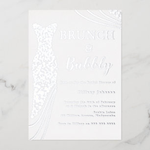 Silver Foil Dress Bridal Shower Brunch & Bubbly Invitation