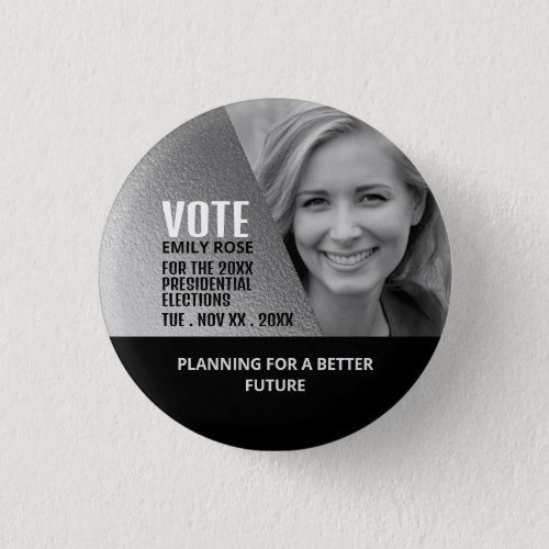 Silver Foil Effect Political Campaigner Advert Button