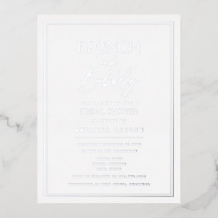 Silver Foil Elegant Minimalist Bridal Shower Foil Invitation Postcard