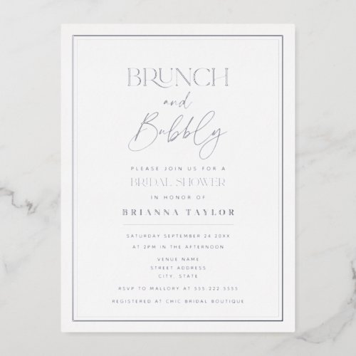 Silver Foil Elegant Minimalist Bridal Shower Foil Invitation Postcard