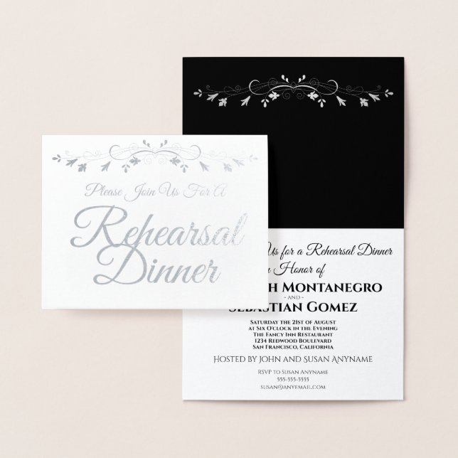 Silver Foil Elegant Rehearsal Dinner Invitation (Display)