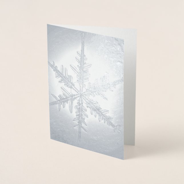 Silver Foil Fern Snowflake Card (Front)