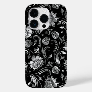 Silver Foil Floral Damasks Pattern Case-Mate iPhone 14 Pro Case