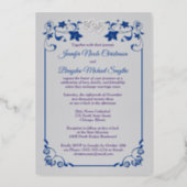 Silver Foil Floral, Joined Hearts Wedding Foil Inv Foil Invitation (Back)