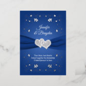 Silver Foil Floral, Joined Hearts Wedding Foil Invitation (Standing Front)