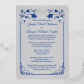 Silver Foil Floral, Joined Hearts Wedding Foil Invitation (Back)