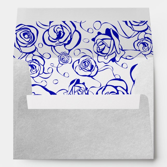 Silver Foil Floral on Royal blue Envelope (Back (Bottom))