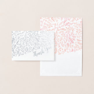 Silver Foil Floral Typography Thank You Card