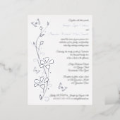 Silver Foil Flowers and Butterflies Wedding Invite (Standing Front)