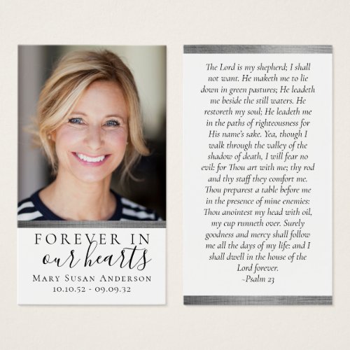 Silver Foil Forever in Our Hearts Memorial Card