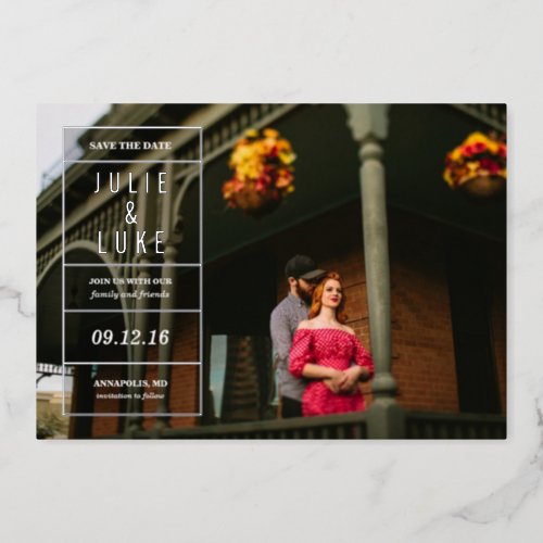 Silver Foil Forget_Me_Not Save the Date Foil Invitation