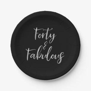 Silver Foil Forty 40 and Fabulous Birthday Paper Plates