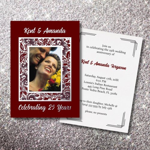 Silver Foil Frame 25th Anniversary Invitation