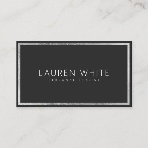 Silver foil frame  elegant trendy minimal modern business card