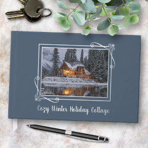 Silver Foil Frame on Blue Cottage House Foil Guest Book