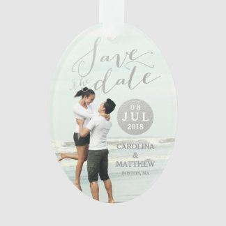 Silver Foil Glamor | Photo Save the Date Holiday Ornament
