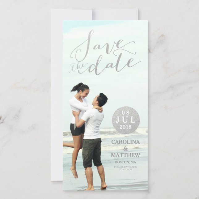 Silver Foil Glamor | Save the Date Photo Card (Front)
