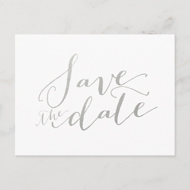 Silver Foil Glamor | Save the Date Postcard (Front)