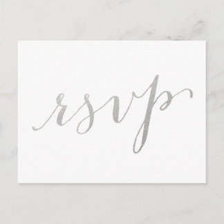 Silver Foil Glamor | Wedding RSVP Postcard