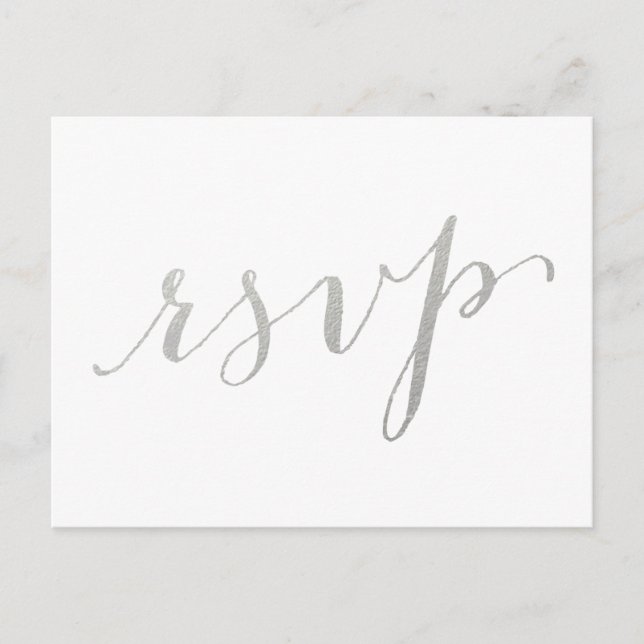 Silver Foil Glamor | Wedding RSVP Postcard (Front)