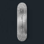 Silver Foil Glitter Monogram  Skateboard<br><div class="desc">This design may be personalized by choosing the customize option to add text or make other changes. If this product has the option to transfer the design to another item, please make sure to adjust the design to fit if needed. Contact me at colorflowcreations@gmail.com if you wish to have this...</div>