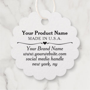 Silver Foil Hang Tags Round Scalloped Custom Logo