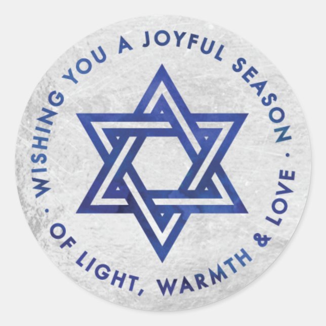 Silver Foil Hanukkah Greeting Sticker (Front)