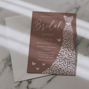Silver Foil Heart Dress & Clay Bridal Shower Invitation
