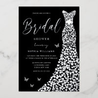 Silver Foil Heart Gown with Black Bridal Shower
