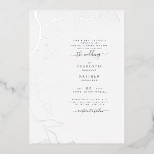 Silver Foil Ivy Both Sets of Parents Wedding Invitation
