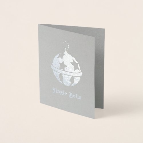 Silver Foil Jingle Sleigh Bell Christmas Card