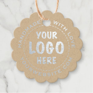 Silver Foil Kraft Price Tag Hang Tag Scalloped