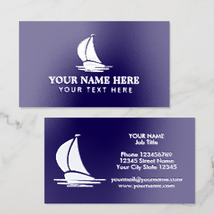 Silver foil logo luxury yacht and sailing boat business cards