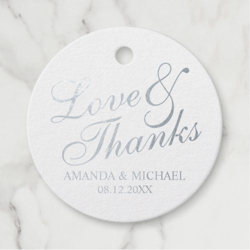 Silver Foil Love  Thanks Elegant Wedding Foil Favor Tags