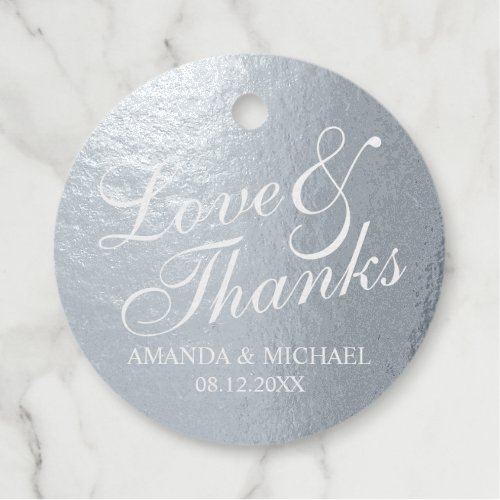 Silver Foil Love  Thanks Elegant Wedding Foil Favor Tags