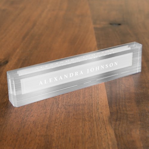 Silver Foil  Luxury Professional Modern Desk Name Plate